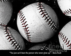 Baseball Quotes Posters - Never Give Up Poster by Janelle Tweed