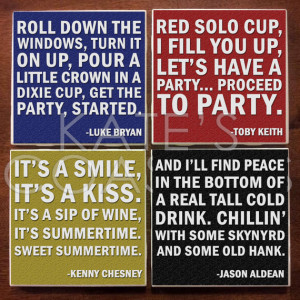 Set of 4 country quotes ceramic tile coasters