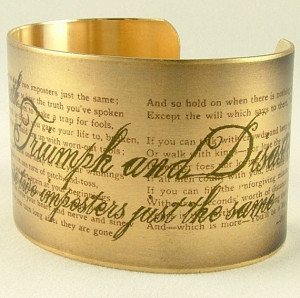 Literary Quote Cuff - Rudyard Kipling 'IF-' Brass Bracelet - If You ...
