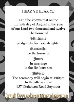 Medieval Wedding Invitation Wording picture