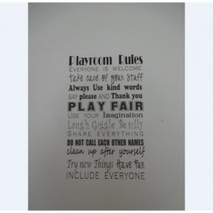 PLAYROOM RULES 18X11 INCHES WALL QUOTES WORDS SAYINGS LETTERING DECALS ...