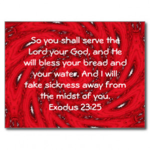 Bible Verses Healing Scripture Quote Exodus 23:25 Postcard