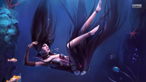 Drowning woman wallpaper 1366x768