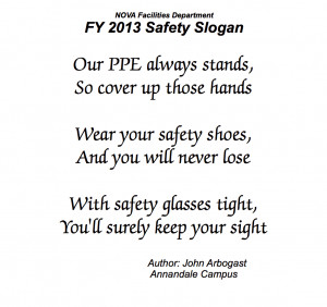 FY2013 Facilities Safety Slogan Winner Announced