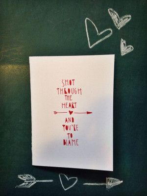 Funny valentines day card, hand lettered Bon Jovi quote, hipster ...