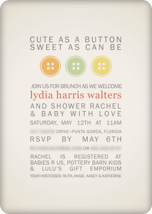 Cute as a Button Baby Shower Invitations