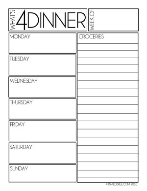 Free Printable Weekly Meal Planner