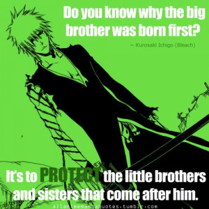 Bleach} My brother says its so that the little brother/sister can be ...