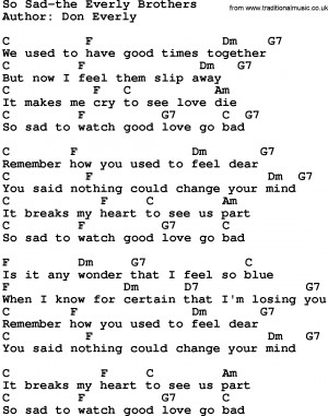 Download So Sad-The Everly Brothers lyrics and chords as PDF file (For ...