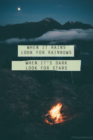Rain, rainbows, night, stars, quote