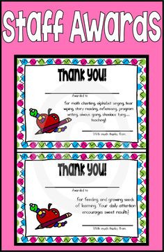 Staff Awards with Matching Gift Tags for Teacher Appreciation! These ...