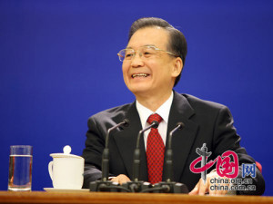 Chinese Premier Wen Jiabao meets the press after the closing meeting ...