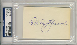 TRIS SPEAKER SIGNED AUTOGRAPHED 3x5 INDEX CARD PSA DNA SLABBED
