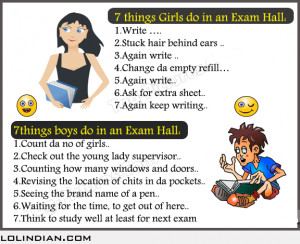 Girls vs boys in exam hall