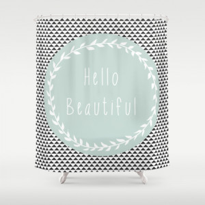 16 promote shower curtain hello beautiful geometric quote modern home ...