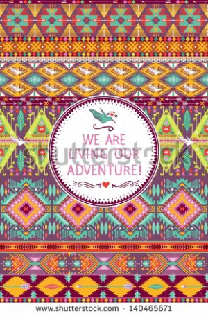 ... tribal pattern with geometric elements and quotes typographic text