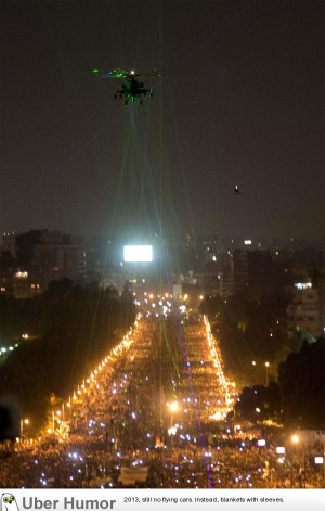 Egyptians shine laser pointers at military helicopter in protest