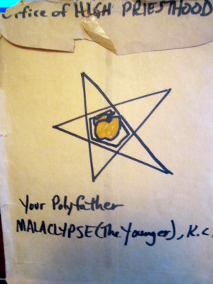 An official envelope of the Office Of the High Priest, Polyfather ...