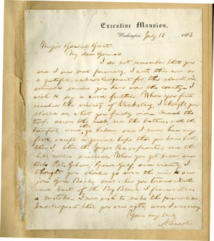 President Abraham Lincoln letter