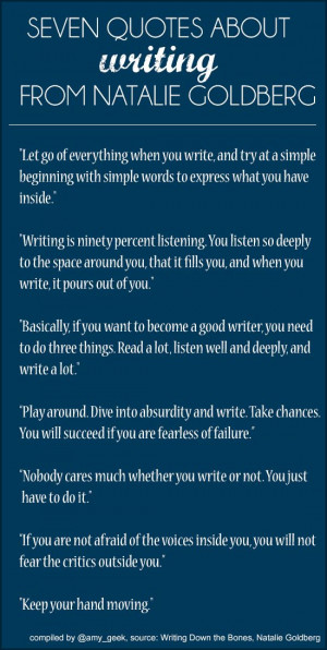 Seven quotes about writing from Natalie Goldberg. (These are really ...