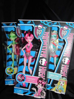 New Monster High Swim Class Dolls Set 3 Venus Mcflytrap Lagoona Blue ...