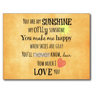 You are my Sunshine Word Art Typography Post Card