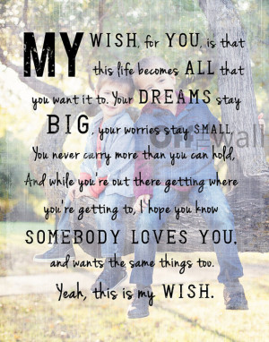 My Wish Lyrics By Rascal Flatts 16x20 Image Block customized with your ...