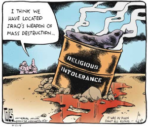 Religious Intolerance, Weapon of Mass Destruction, Toles Cartoon