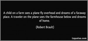 child on a farm sees a plane fly overhead and dreams of a faraway ...