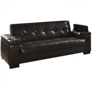 black faux leather couch