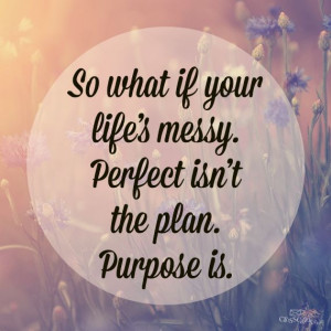 So what if life is messy. Perfect isn't the plan. Purpose is.