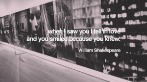 When I saw you, I fell in love. and you smiled because you knew ...