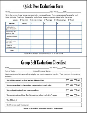 The Group Self Evaluation Checklist at the bottom of thisdocument ...