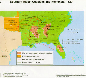 Map of Cherokee Indians Trail of Tears