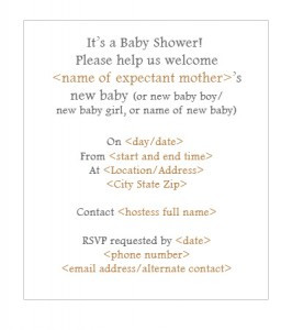 More casual wording style for baby shower invitations.