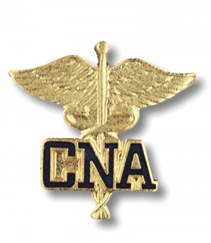 CNA Nurse on Caduceus Medical Emblem Insignia Pin