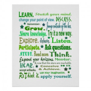 Words of wisdom poster. Learning collage print. by margiehurd