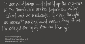 on a dark grey background reads 'It was child labour — to build up ...