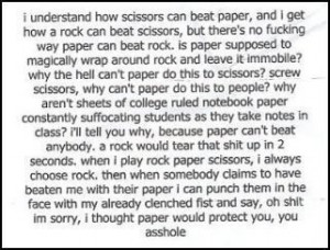 In rock paper scissors, how does paper beat rock?
