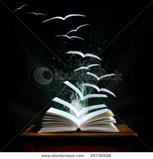 stock-photo-the-magical-world-of-reading-magic-book-with-pages ...