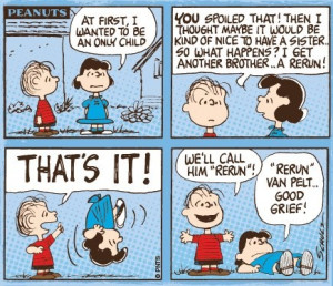 The naming of Rerun. #Peanuts #Lucy #Linus