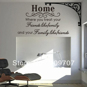 Free Shipping Home Family Friends Removable Vinyl Wall Quote Sticker ...