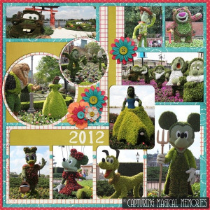 Disney #EpcotinSpring 2013 #Scrapbook Page Layout- the Fab 3 + Pluto