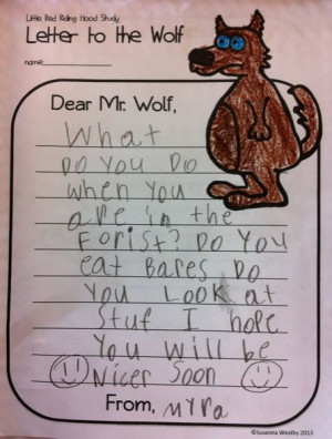 Letter to the Wolf - Little Red Riding Hood writing