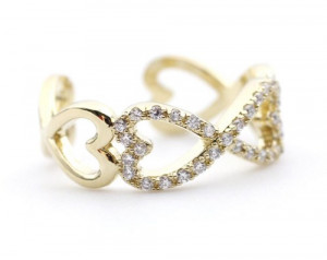 Linked Infinity Heart adjustable Ring detailed with CZ in 3 colors