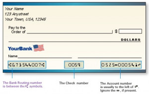 the check number at the top right of the check, and place the account ...