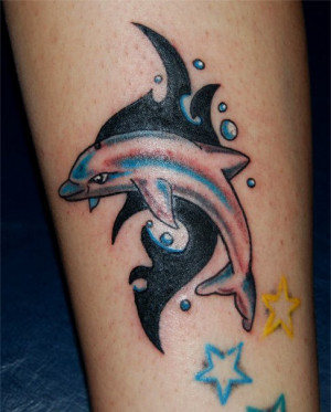 Beautiful Dolphin Tattoo Leg