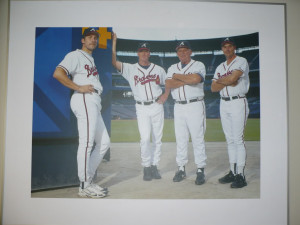 John Smoltz Tom Glavine Bobby Cox and Greg Maddux picture hanging in ...