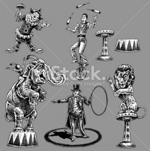 Circus Performers Acrobat Juggler Clown Ring Leader Royalty Free ...