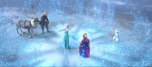 Elsa unfreezing Arendelle after realizing that love will thaw.